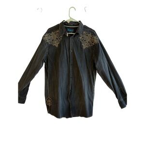 Roar Signature Passenger Mens XL Black Embroidered Button Down Shirt W51924